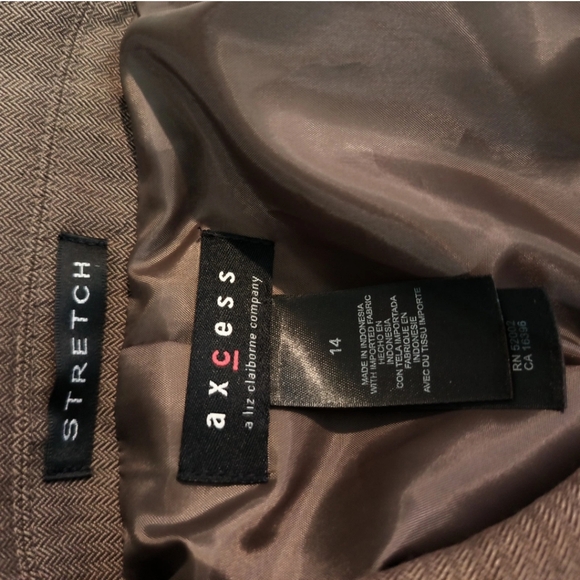 Axcess Liz Claiborne Floral Embroidered Jacket Career Stretch Blazer Brown Sz 14 - Picture 7 of 9